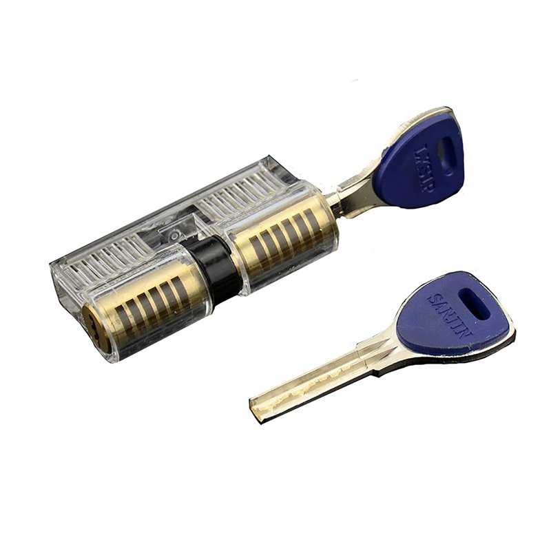 Cadenas à cylindre transparent en acier inoxydable, pour débutants, serruriers professionnels, entraînement à pan coupé avec 2 c
