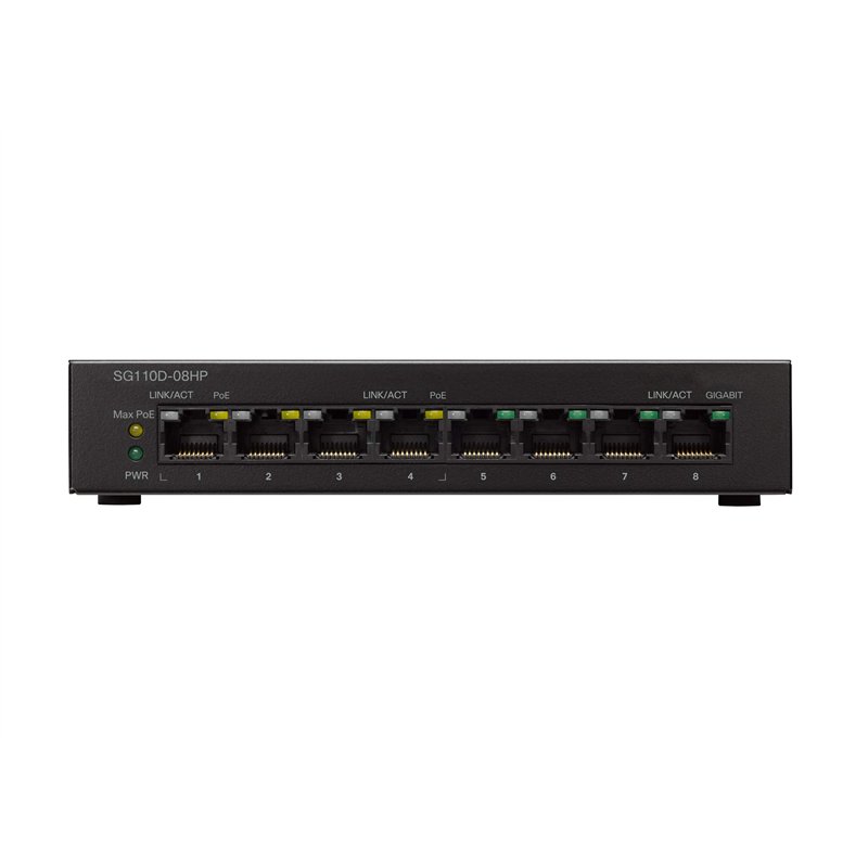 Image secondaire de Cisco Commutateur non géré SG110D-08HP avec 8 Ports Gigabit Ethernet (GbE) plus 32 W PoE, protection à vie limitée (SG110D-08HP-
