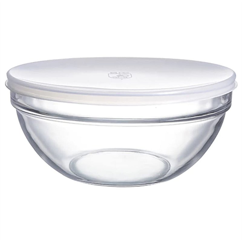 Luminarc Grand 17 cm x 7,5 cm (16,5 cm Dia x 7,6 cm) rond blanc bols en verre Transparent avec couvercle en plastique alimentair