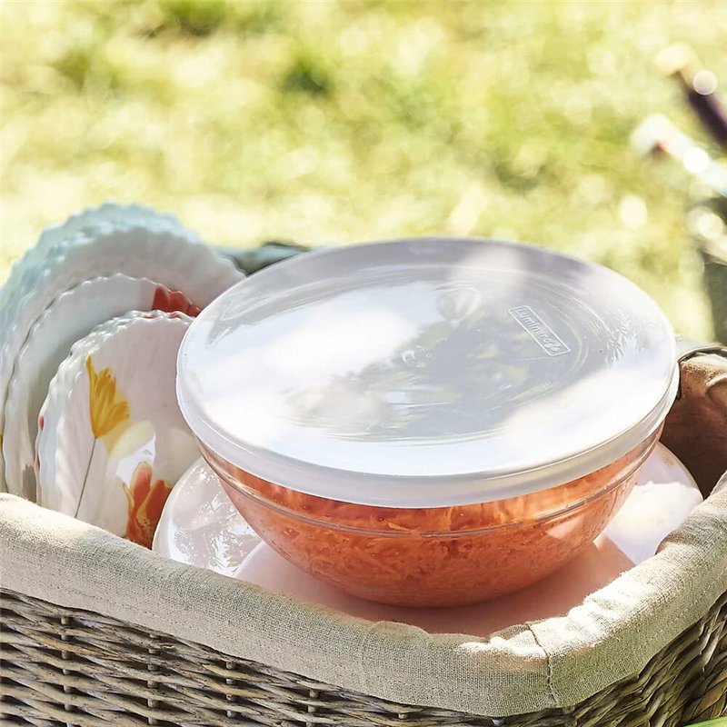Image secondaire de Luminarc Grand 17 cm x 7,5 cm (16,5 cm Dia x 7,6 cm) rond blanc bols en verre Transparent avec couvercle en plastique alimentair