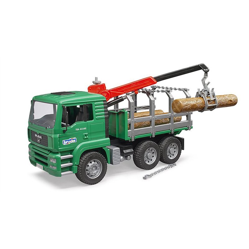 bruder 02769 - MAN Transport de bois Camion avec grue de chargement et 3 troncs d'arbre, Transport de bois, Camion