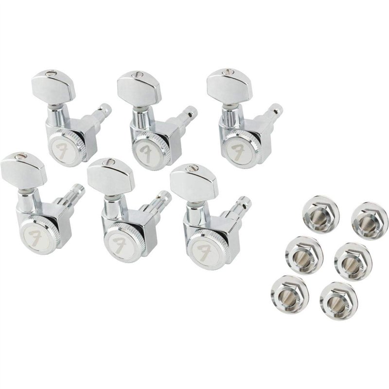 Fender Mécaniques Bloquantes pour Guitare Electrique Stratocaster / Telecaster, Tige Courte, Lot de 6, Chrome