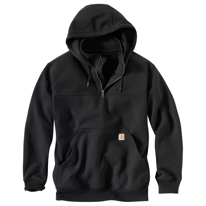 Carhartt Men's Rain Defender Paxton Heavyweight Hooded Zip Mock Neck Sweatshirt,Black,Large
