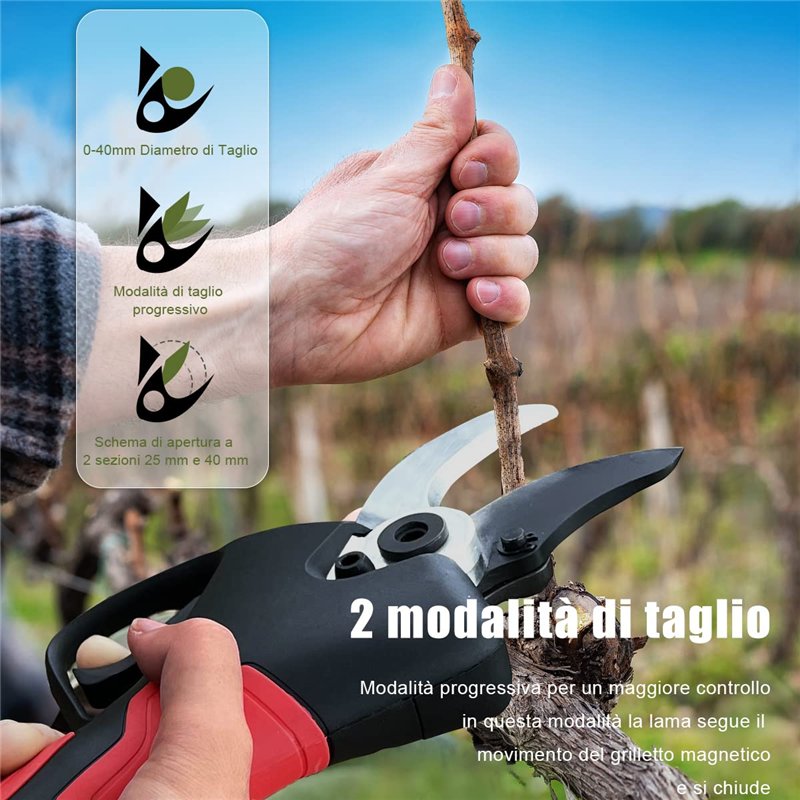 Image secondaire de Laecabv Ciseaux de taille électriques de 40 mm progressifs ciseaux de taille à batterie téflon revêtus lames pour olive, vignoble