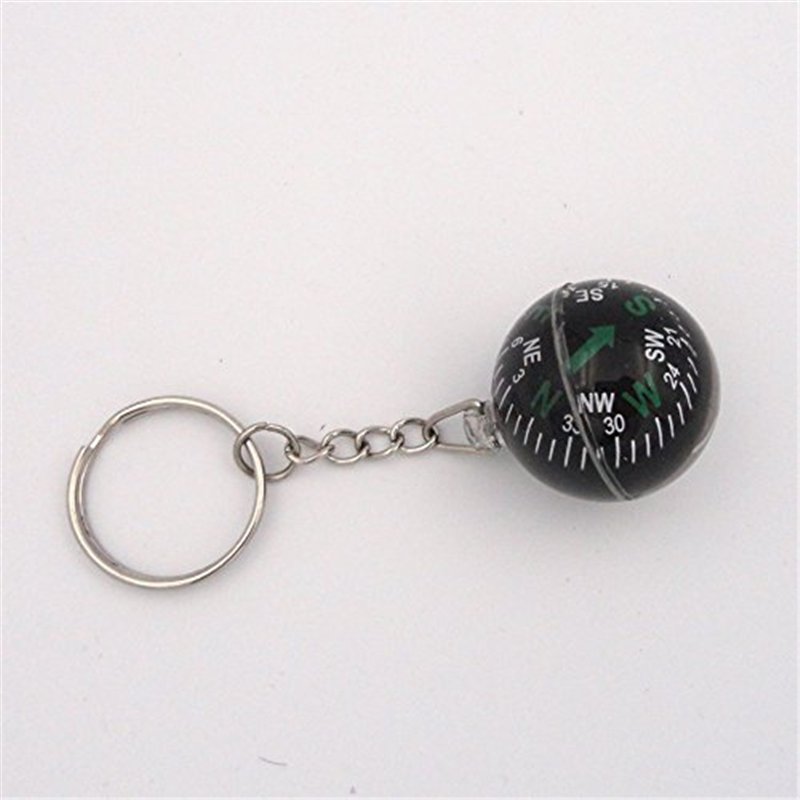 Image secondaire de Humefor Porte-clés boussole sphérique de 28 mm, rempli de liquide, léger, réglable pour camping, randonnée, survie