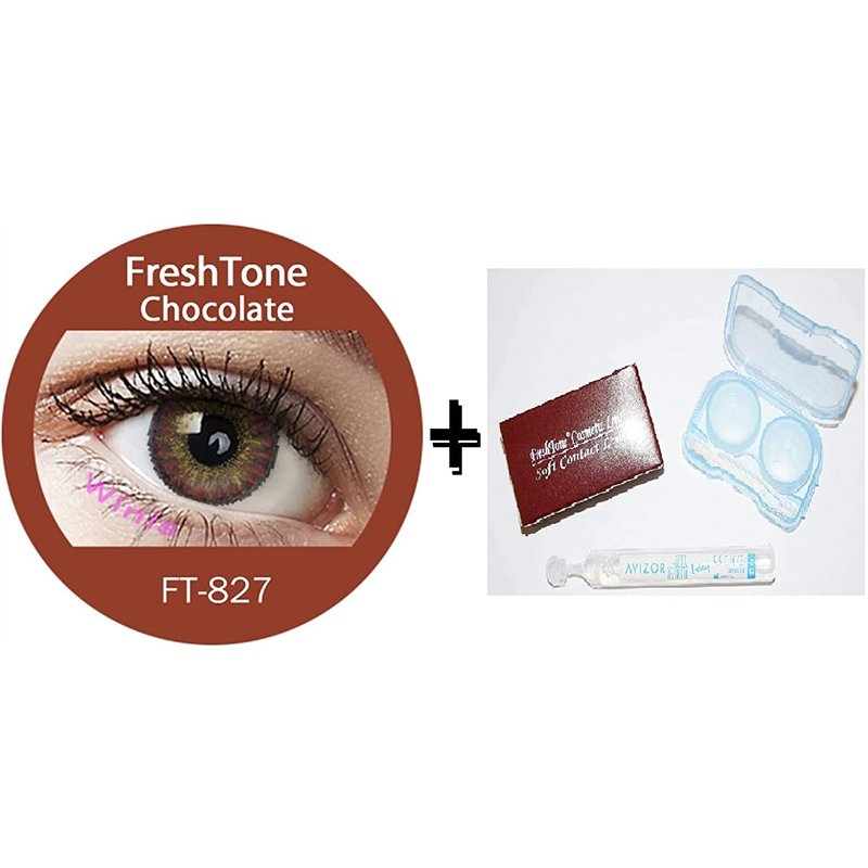 Image secondaire de FreshTone Lentilles De Contact De Couleur Chocolat 3 Ton Kit De Rangement Boitier Pince et applicateur Offert 12 Mois sans corre