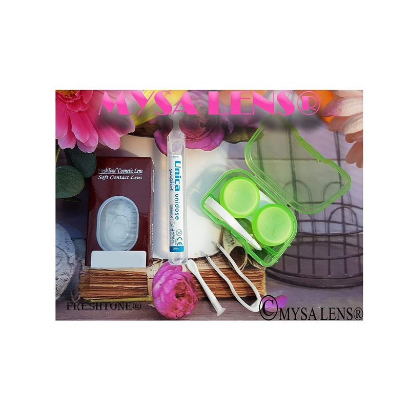 Image secondaire de FreshTone Lentilles De Contact De Couleur Lime 1 Ton Kit De Rangement Boitier Pince et applicateur Offert 12 Mois sans correction