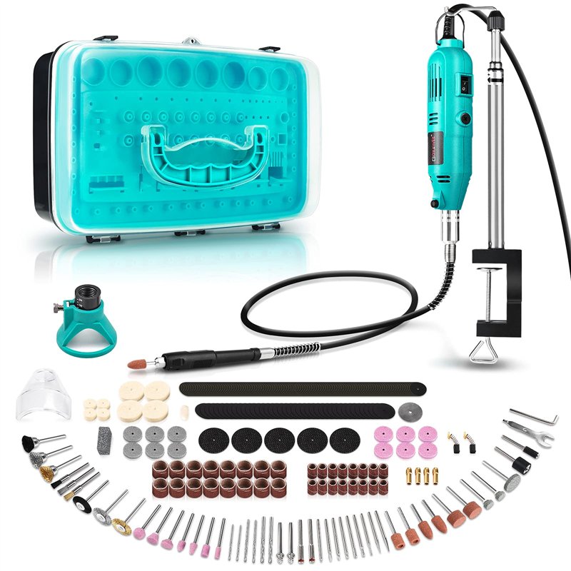 GOXAWEE Outil Rotatif Multifonction, 130W Outils Multifonctions Sans fil avec 140 Accessoires, 5 Vitesse Réglable, 8000-30000 tr