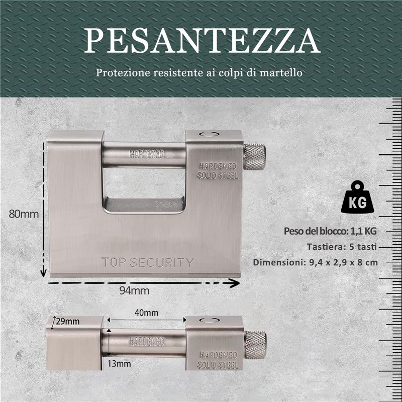 Image secondaire de CDC® 5 cadenas 1.1 kg rectangulaire utilisation intensive pour conteneur 20 '40' - Garage - Abri de jardin fermeture à chaîne av