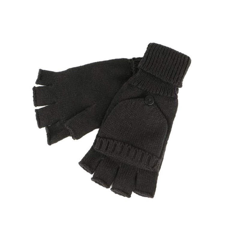 Gants Mitaine et Moufle Noir en Laine Carpsy - Homme