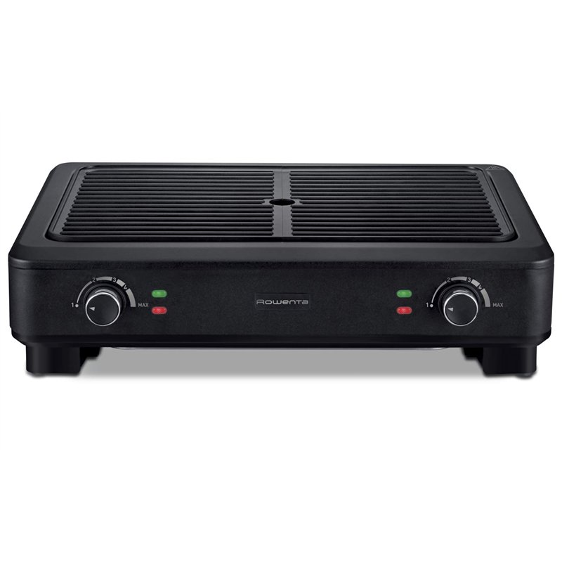 Rowenta KG900812, Grill, 70% de fumée en moins, moins d'odeurs, 2 zones de cuisson indépendantes, 2000 W, Noir