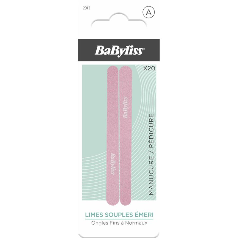 BaByliss - Pack de 20 limes emeri - Limes à ongles pour manucure & pedicure - Limes à ongles petites tailles roses - Ongles fins