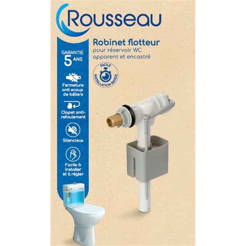 Image secondaire de Rousseau Mécanisme de WC, Robinet Flotteur, Silencieux, Anti coup de Bélier