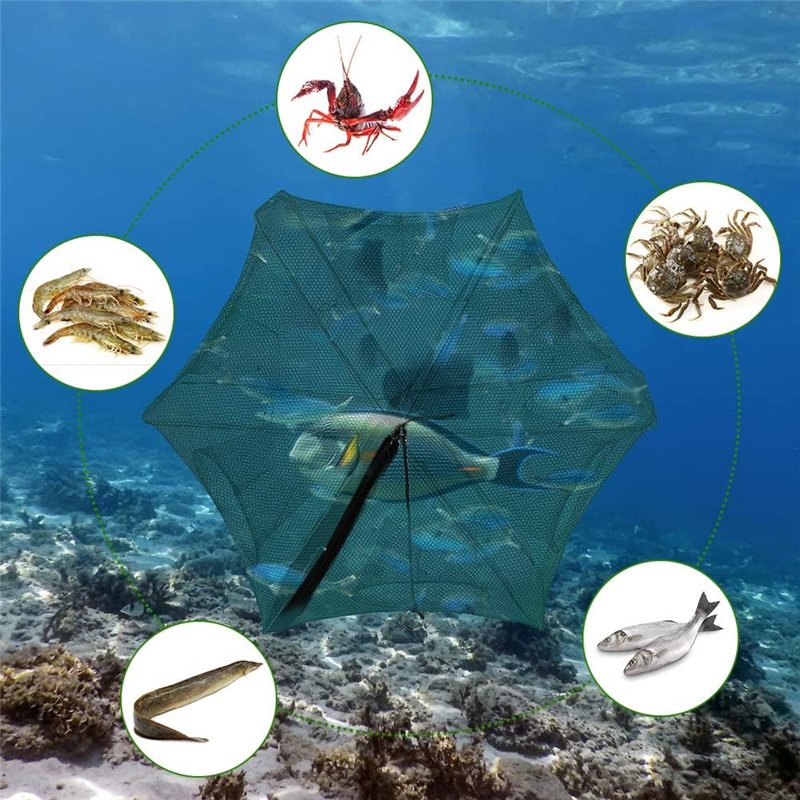 Image secondaire de SOONHUA Piège à Crabe,Plié Filet de Pêche,Portable Pliable 6/12 Trous Automatique Filet de Pêche Piège D'atterrissage Cast Dip C