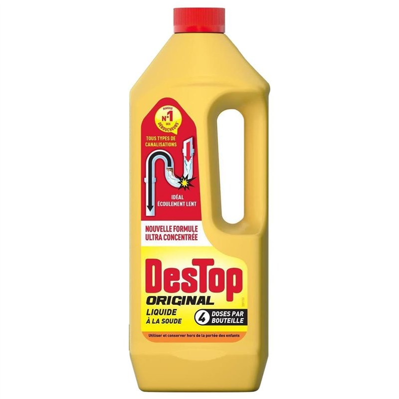 Image secondaire de DESTOP Déboucheur Liquide ORIGINAL - 4 doses par Flacon de 950ml - Lot de 3