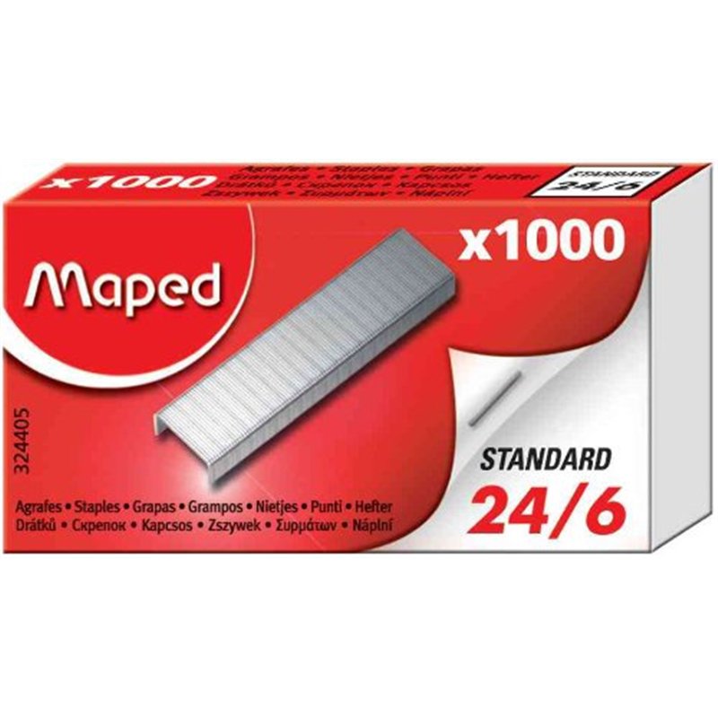 Image secondaire de MAPED Lot de 5 Boites de 1000 Agrafes 24/6, zinguées