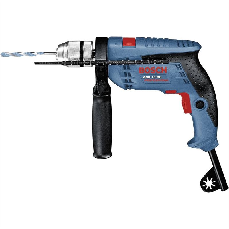 Bosch Professional perceuse-visseuse à percussion GSB 13 RE (600 W, avec butée de profondeur 210 mm, mandrin automatique 13 mm)