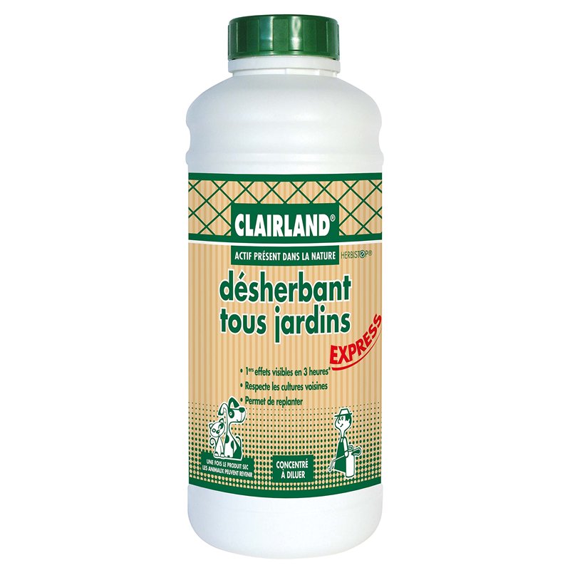 CLAIRLAND Désherbant Tous Jardins - Actif présent dans la nature - Concentré 910 mL, CLAIRJAR910N