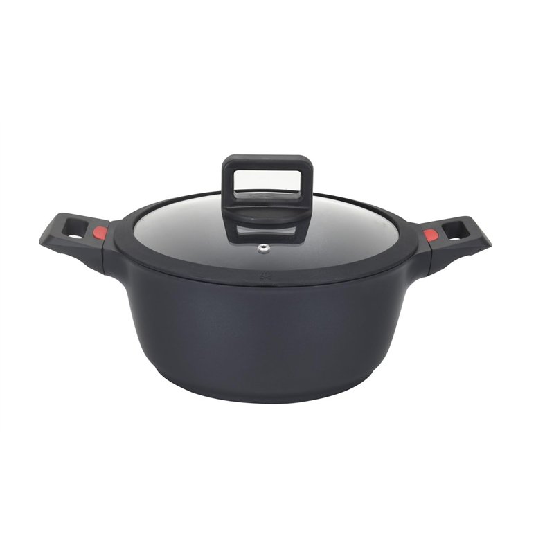 Baumalu, Faitout 24 cm, Modèle Thermo Régul en Acier Inoxydable, Couleur Argent, Couvercle en Verre, Compatible Induction, Idéal