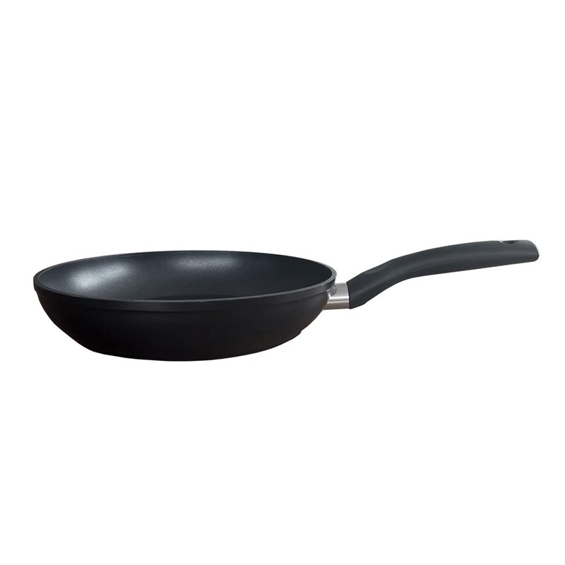 Baumalu, Poêle à frire 28 cm EASY en aluminium forgé, revêtement anti-adhérent, extérieur noir, manche bakélite avec cache inox,