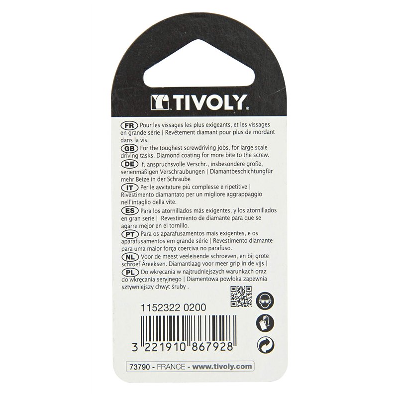 Image secondaire de Tivoly 11523220200 Embout de Vissage Diamant Impact Torsion pour Vis Pozidriv Pz2