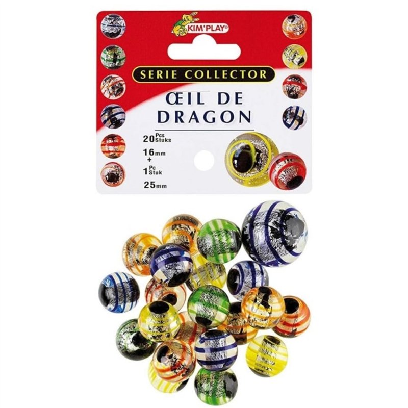 Image secondaire de Kimplay- Lot de 20+1 Billes, Œil De Dragon, 3 ans to 99 ans, 9072, Taille unique