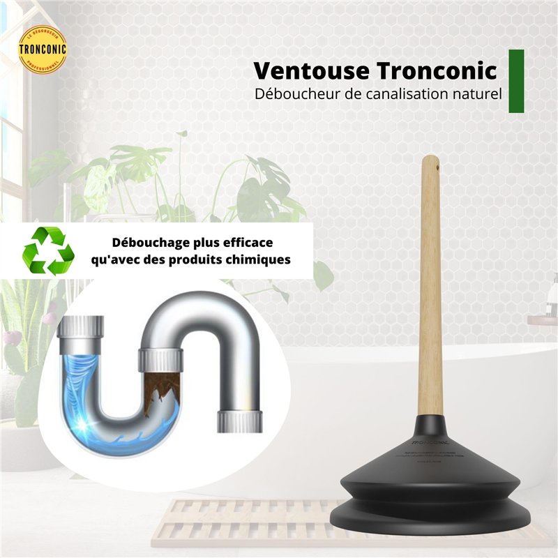 Image secondaire de Tronconic - 80 KG d'aspiration - Ventouse déboucheur pour Salle de Bain et WC - Déboucheur Canalisation Professionnel - Ventouse