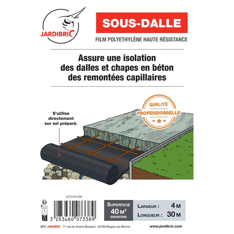 Image secondaire de Jardibric - Film d'Étanchéité sous-dalle en Polyéthylène (4 x 30 m, 150 Microns) - Protégez Vos Dallages avec une Barrière Étanc