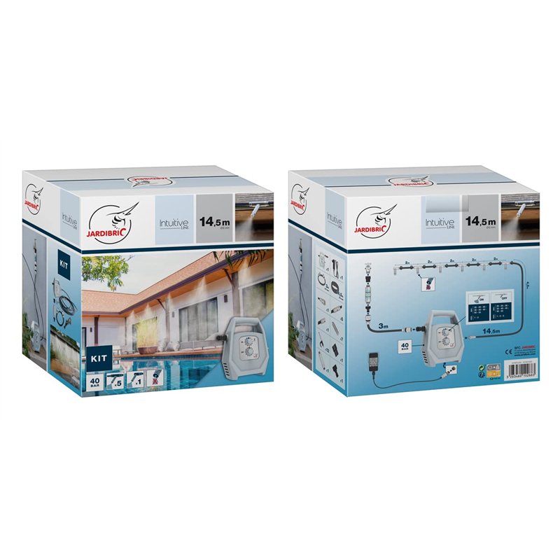 Image secondaire de Jardibric - Kit de Brumisation KPBRU20 - Pompe Programmable Jusqu'à 40 Bars, 14.5m, 7 Buses Anti-Goutte et Filtre Anti-Calcaire