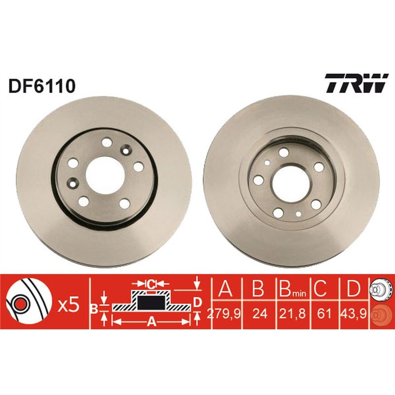 Image secondaire de TRW DF6110 Jeu de Disques de Frein