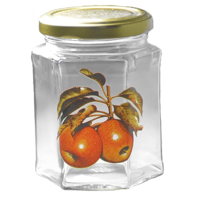 Bouchonnerie Jocondienne 629po mme Hexa Pomme Pack de 3 Confituriers + Couvercle Verre Transparent et Doré/Or 9 x 28,5 x 13,5 cm