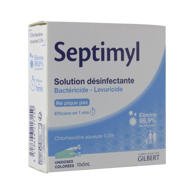 Gilbert Septimyl Solution Désinfectante Chlorhexidine Aqueuse 0,5% 10 x 5 ml