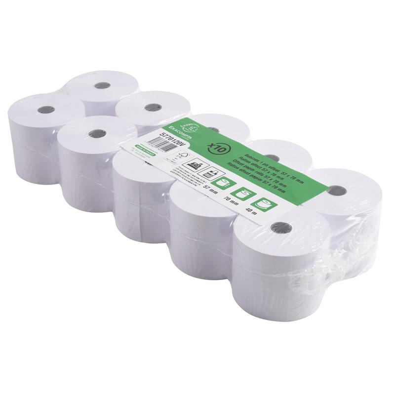 Image secondaire de Exacompta - Réf. 5770120V - Lot de 10 bobines pour machine à calculer et caisses - largeur 57 mm x diamètre 70 mm - mandrin 12 m