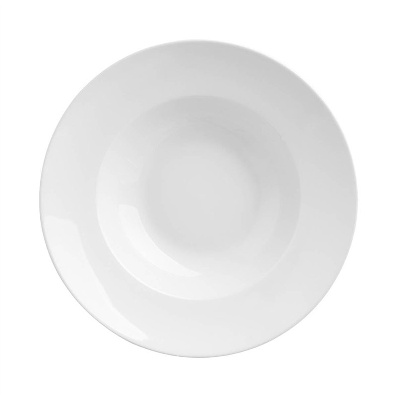 Secret de gourmet - Lot de 6 grandes assiettes en céramique blanche pour pâtes - D 27 cm - Moderne, Simple - Blanc