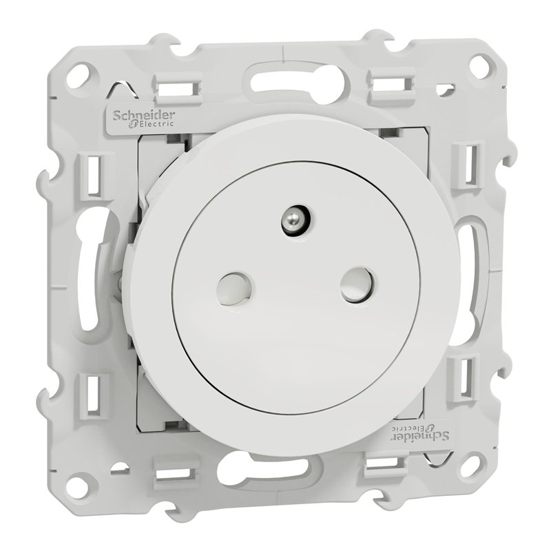Schneider Electric - Odace, Prise de courant 2P+T affleurante, 16 A, connexion rapide, Blanc Odace - prise de courant 2P+T affle