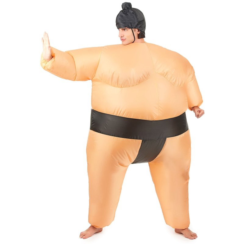 Image secondaire de DEGUISE TOI - Déguisement Humoristique Sumo Gonflable Adulte - Combinaison - Coiffe - Gonfleur - Taille Unique - Rose - Déguisem