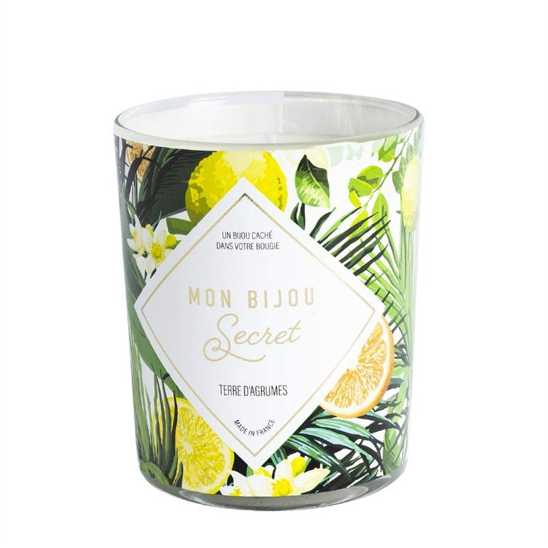 BOUGIE BIJOU PARFUMÉE • Parfum Agrume • Votre bijou surprise : à découvrir après combustion 40h