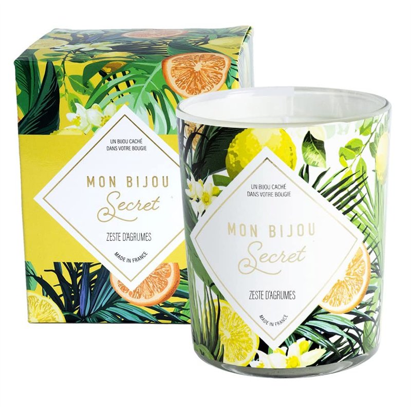 Image secondaire de BOUGIE BIJOU PARFUMÉE • Parfum Agrume • Votre bijou surprise : à découvrir après combustion 40h