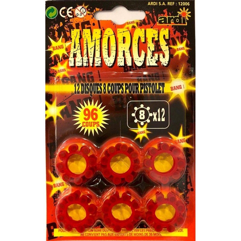 Image secondaire de PLAQUE DE 12 AMORCES 8 COUPS POUR PISTOLET