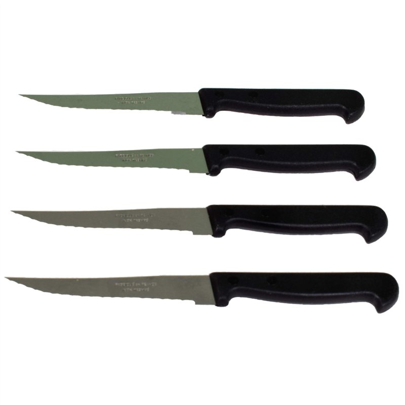 Lot De 4 Couteaux À Steak Fabriqué En France - Set De Couteaux Noir Pour Cuisine, Table, Coupe Tranchante Pour Viande, Couteaux