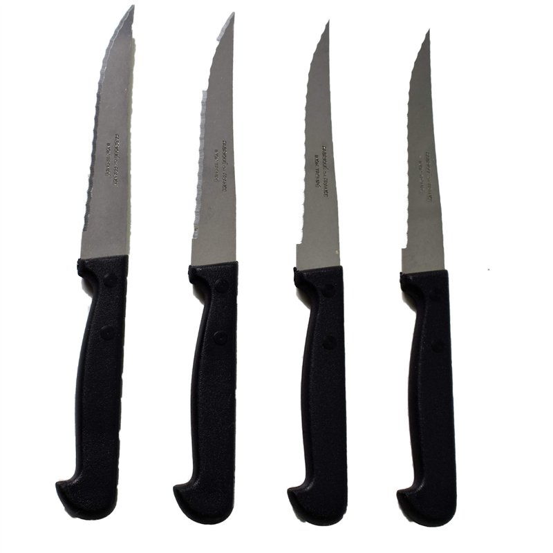 Image secondaire de Lot De 4 Couteaux À Steak Fabriqué En France - Set De Couteaux Noir Pour Cuisine, Table, Coupe Tranchante Pour Viande, Couteaux