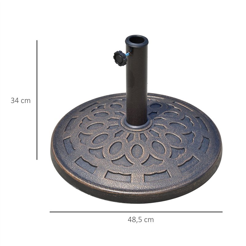 Image secondaire de Outsunny Pied de Parasol Base de lestage Parasol Rond résine Imitation Fonte Motif Rosace Ø 49 cm Poids Net 14 Kg Bronze