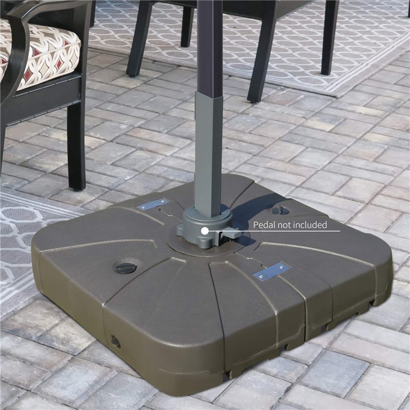 Image secondaire de Outsunny Pied de parasol déporté base de lestage parasol déporté dim. 88L x 88l x 19H cm HDPE café