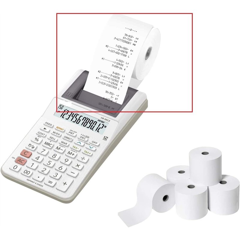 Image secondaire de 5 petits Rouleaux d'Addition pour Calculatrice avec Imprimante Calculatrices de Bureau impression Impact non thermique papier or