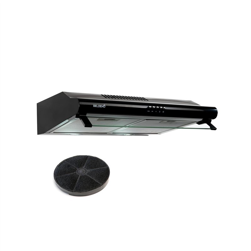 BELDEKO - Hotte Casquette/Visière 60 cm NOIR 210 m3/h - 100 Watts - Filtre inclus