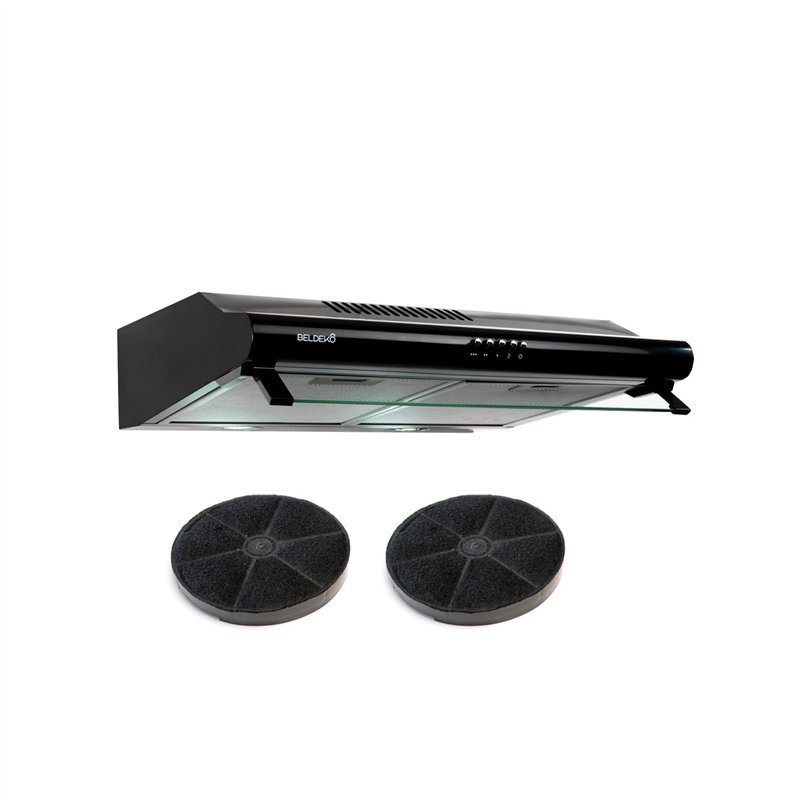 BELDEKO - Hotte Casquette/Visière 60 cm NOIR 240 m3/h 2 Filtres à charbon