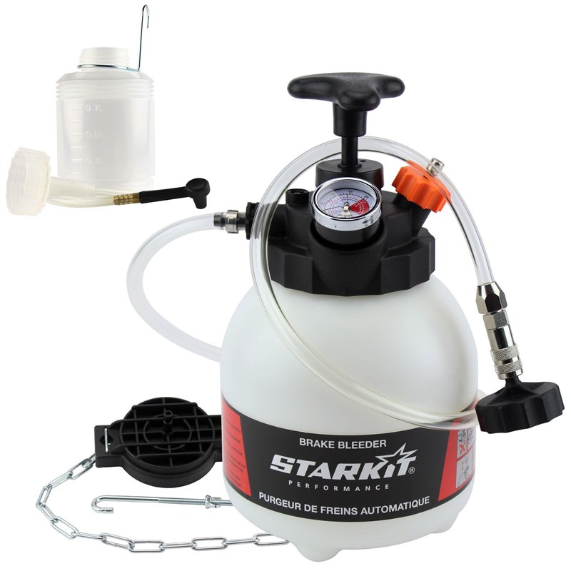 Purgeur de frein + bouteille de récupération liquide de frein (3 litres) avec adaptateurs multimarques. Purgeur de frein voiture