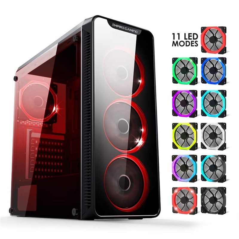 Image secondaire de EMPIRE GAMING - Boîtier PC Gamer WarMachine - Moyenne Tour ATX - Façade en Verre, Paroi en Verre Complète et Trempée, Ventilateu