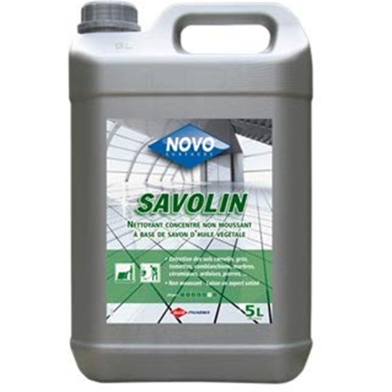 Novo Savolin nettoyant à l'huile de lin pour carrelage, pierre, tomettes - Spécial autolaveuse - Bidon de 5 L