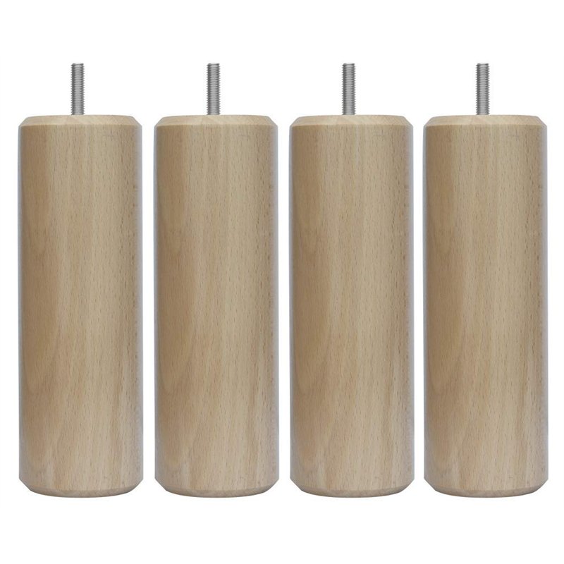 MARGOT 3700527815763 Caméléon Cylindre Lot de 4 Pieds de lit Bois Vernis naturel Hauteur 20 cm, Natural Wood
